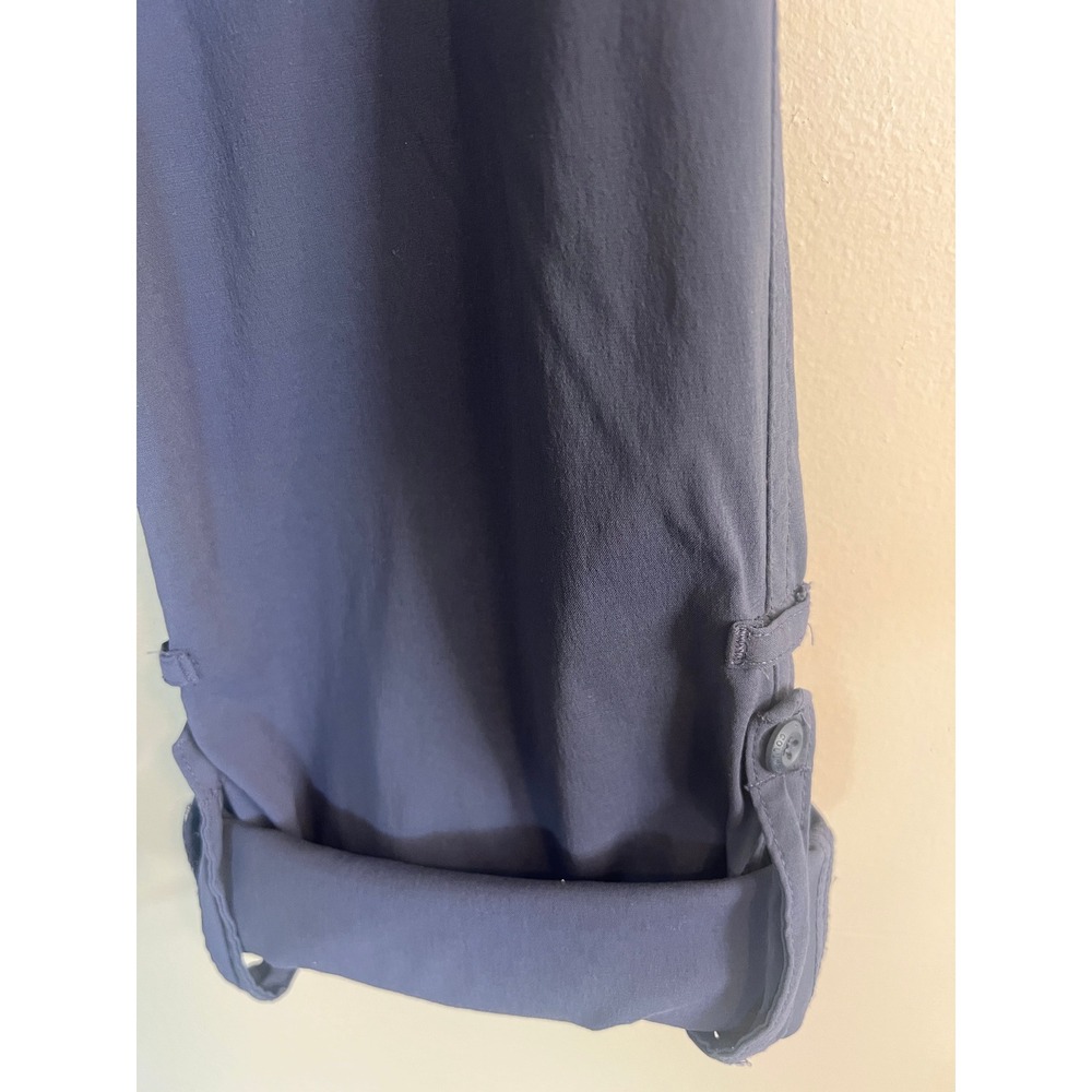 Columbia Navy Blue Roll Up Hiking Pants Womens 12 Long Straight Leg Cargo - Picture 3 of 8